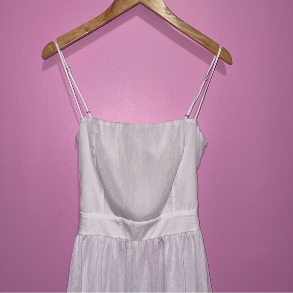 Lucy in the Sky‎ Romper Women's Large White Shimmer Ruffle Hem Tie-Back Dress - Picture 4 of 12